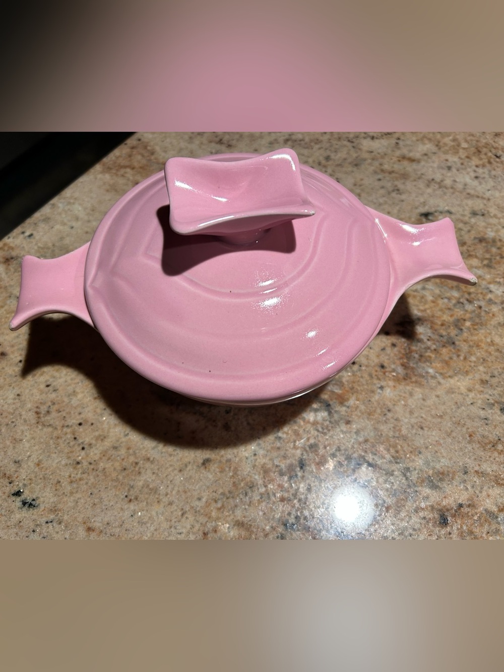 Miramar of California #103 Pink Ceramic Casserole Dish w/ lid. 10”x6”x3” 24 oz.